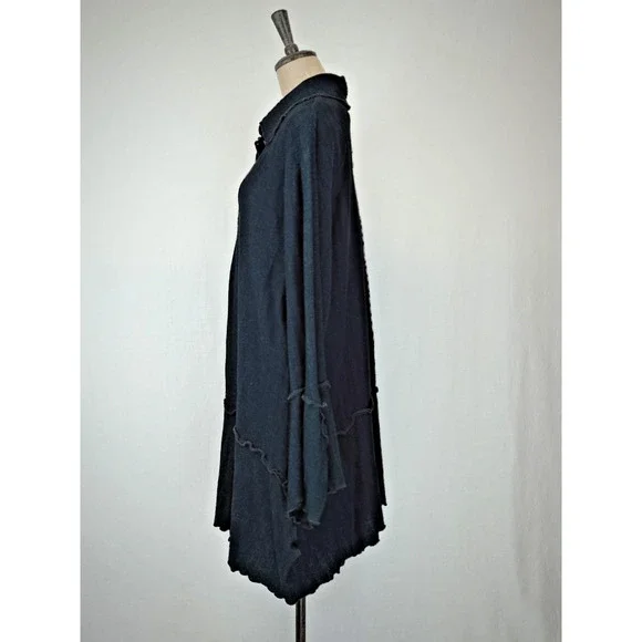 Giselle Shepatin Navy Blue Herringbone Knit Jacket Womens XL #5-0169 Art To Wear - Picture 2 of 10